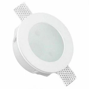 PORTA FARETTO IN GESSO CONICO ATTACCO LAMPADA GU10 ROTONDO CONTROSOFFITTO VETRO - Foto 1 di 2