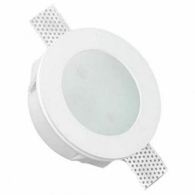 PORTA FARETTO IN GESSO CONICO ATTACCO LAMPADA GU10 ROTONDO CONTROSOFFITTO VETRO - Immagine 1 di 2