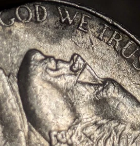 2004 P Peace Medal Jefferson Nickel "Die strike error" on nose & wrist on back - Picture 1 of 4