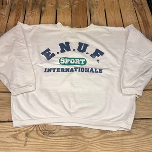 Vintage E.N.U.F. Sudadera deportiva International para mujer M blanca cuello redondo - Imagen 1 de 8