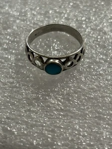 925 silver band 2.6 gms 8.25 turquoise ring - Picture 1 of 7