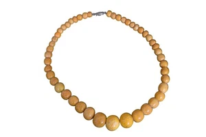 Collier ancien perles mouchetées graduées fermoir brin boule bijou de costume - Photo 1/3