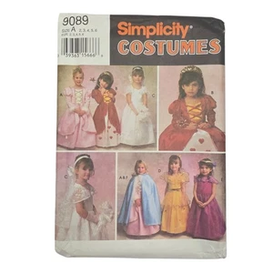 Simplicity Costumes 9089 Childs Princess Dress Sewing Pattern 1993 Size A Uncut - Picture 1 of 5