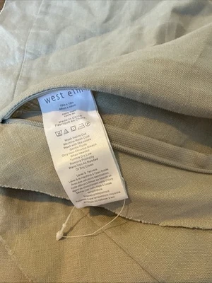 West Elm 100% Linen Gray Beige Throw Pillow Sham 18 X 18 With Raw Edge Texture - Image 1 of 4