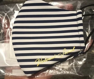 NEW Victoria secret REUSABLE & Washable  Face MAsk striped with gold Logo - Picture 1 of 2