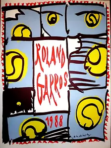 Pierre Alechinsky Original Poster 88 Abstrakte Kunst Roland Garros Tennis Kobra - Bild 1 von 1