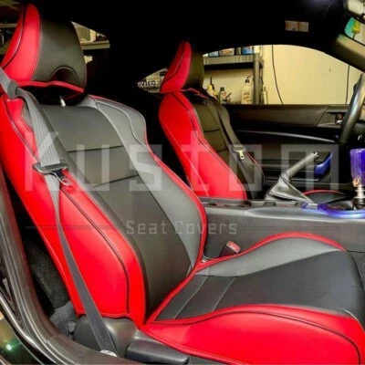 For 12-20 Subaru BRZ Toyota 86 Scion FRS Black | Red PUV Leather Seat Covers Set - Imagem 1 de 4