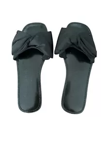 Kate Spade Bikini Schleife Sandalen Pantoletten Schuh Satin schwarz Lack Gr. 7 B New York - Bild 1 von 5
