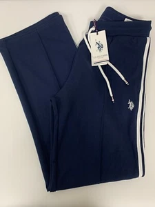 Women's U.S.Polo Assn Track Pants Drawstring Navy Iris Medium-12 New With Tags - Picture 1 of 17