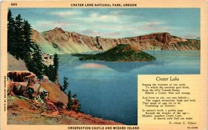 OR Postcard Observation Castle Wizard Crater Lake National Park Unposted Poem - Picture 1 of 2