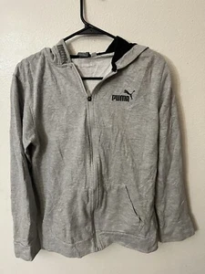 Puma Boys Full Zip Hoodie Sweatshirt Size Large 14/16 Gray - Picture 1 of 4