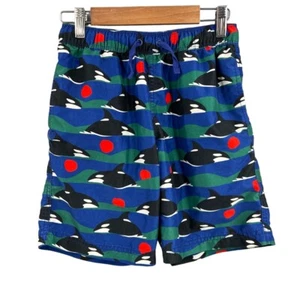 Hanna Andersson Boys Swim Trunks Blue Orca Whale Print Kids 10 - Picture 1 of 4