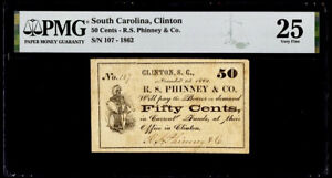 Sheheen R-7 11/1/1862 Clinton South Carolina R S Phinney & Co 50¢ Note PMG VF25