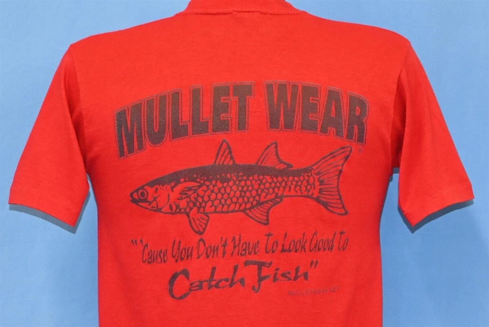 Camiseta vintage años 80 MULLET WEAR YOU DON'T HAVE TO LOOK GOOD TO CATCH FISH PEQUEÑA S Foto 1 de 4