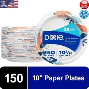 10 Inch Disposable Paper Plates 150 Count Soak Proof Durable Microwave Safe Home - Picture 1 of 14
