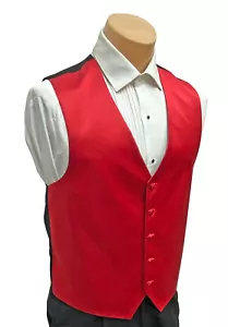 Men's Joseph & Feiss Red Satin Tuxedo Vest Formal Wedding Groom Prom M Medium - Picture 1 of 5