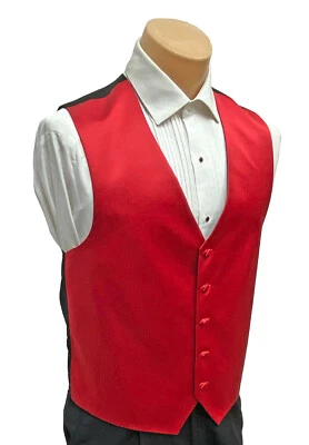 Men's Joseph & Feiss Red Satin Tuxedo Vest Formal Wedding Groom Prom M Medium - Image 1 of 4