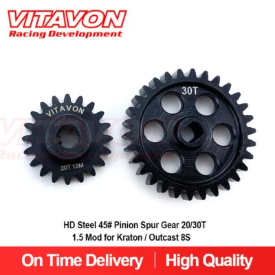 Vitavon CNC HD Steel 45# Pinion Spur Gear 20/30T 1.5 Mod for Kraton / Outcast 8S - Image 1 of 4