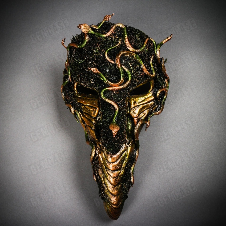 Medusa Snake Skull Raven Curved Nose Forest Gold Masqueade Beautiful Party Mask - Image 1 of 4