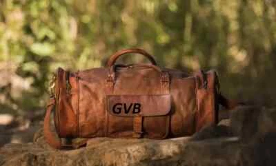 Maleta de cuero de moda de 25" bolsa de viaje equipaje genuino vintage fin de semana noche Foto 1 de 3