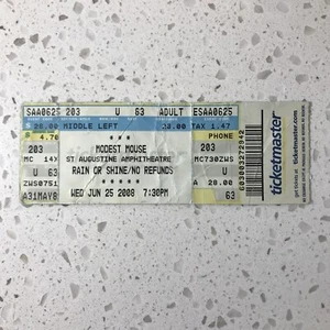 Ticket Stub - MODEST MOUSE at St. Augustine Amp, FL 6/25/08 - Picture 1 of 2
