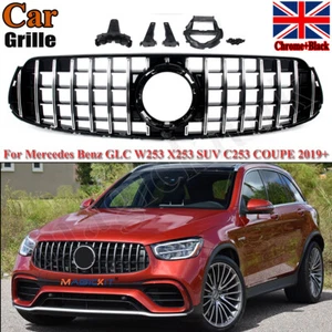 FRONT GRILLE FOR MERCEDES GLC X253 C253 PANAMERICANA GT STYLE 2019+ CHROME&BLACK - Picture 1 of 15