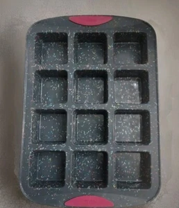 Trudeau 12  Black Confetti Silicone Mini Loaf Pan Mold Muffin - Picture 1 of 4