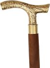 Antique Foldable Wooden Walking Stick Cane Solid Brass T-Shape Head Handle Gift