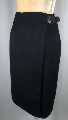 Falda envolvente Talbots vintage 8 lápices 100 % lana hebilla negra hecha en EE. UU. Foto 1 de 4