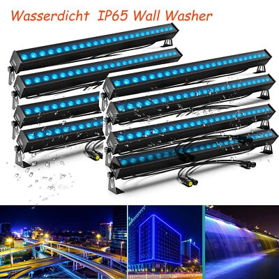 8x RGB Wall Washer IP65 Wasserdicht 24*8W LED Bühnenlicht DMX Strobe Lichtleiste - Bild 1 von 4