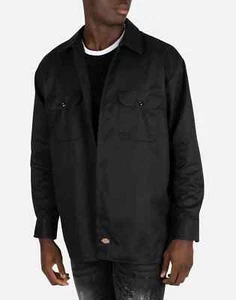 Dickies Men's 574 Black Long Sleeve Twill Uniform Work Shirt Size Medium NEW - Picture 1 of 6