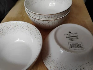 4 x Portmeirion SARA MILLER Celestial Gold / white star 6" Cereal bowls - Picture 1 of 5