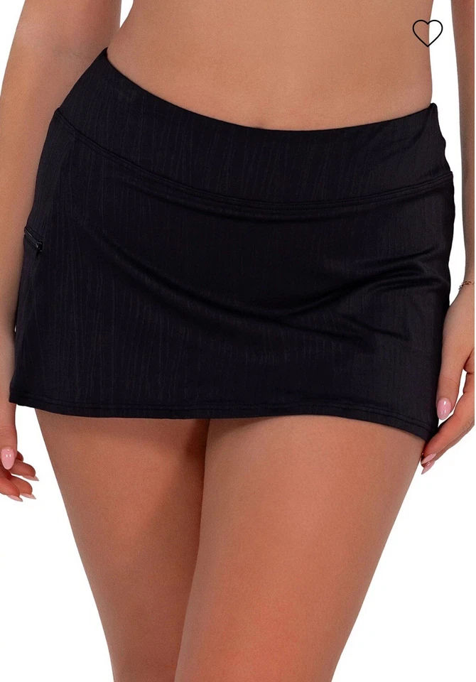 Sunsets BLACK Sporty Swim Skirt with Wide Waist Band Swim Bottom Size XL
