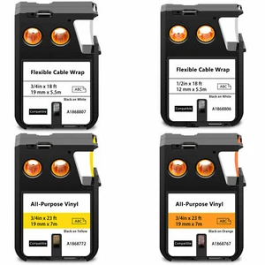 for DYMO XTL-300 XTL-500 Black on White Vinyl / Nylon Labels Tape White Yellow - Picture 1 of 14