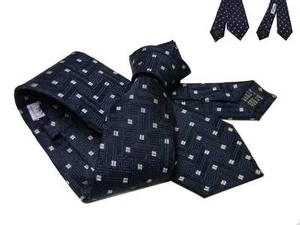 Cravatta nera con riflessi blu seta jaquard operata motivo tortora made italy - Imagen 1 de 3