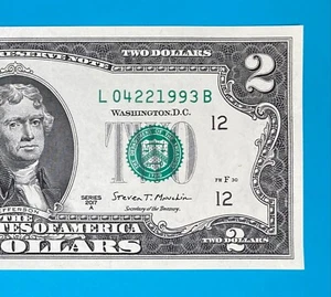 April 22, 1993 : L 04221993 B BIRTHDAY Note $2 Two Dollar Bill *UNC* - Picture 1 of 3