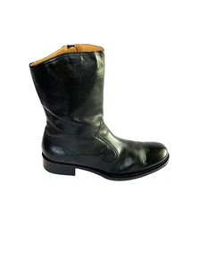 Cole Haan Black Leather Western Boots Men Size 12 M Side Zip Made In India - Picture 1 of 17