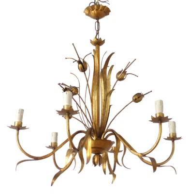 27" HANS KOGL Large Ceiling 70's Hollywood Regency Mid Century Chandelier JANSEN - Image 1 of 4