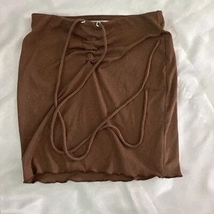 Princess Polly Brown Strapless Shirt With Tie Size 4 - Picture 1 of 3