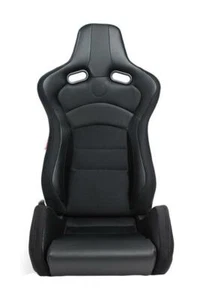 Cipher Auto Black Cloth w/Black Stitching Carbon Fiber Trim Racing Seats PAIR - Picture 1 of 9