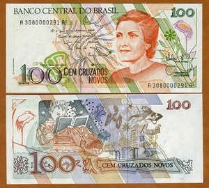 Brasilien, 100 Cruzados Novos, ND (1989), P-220a, UNC - Bild 1 von 1
