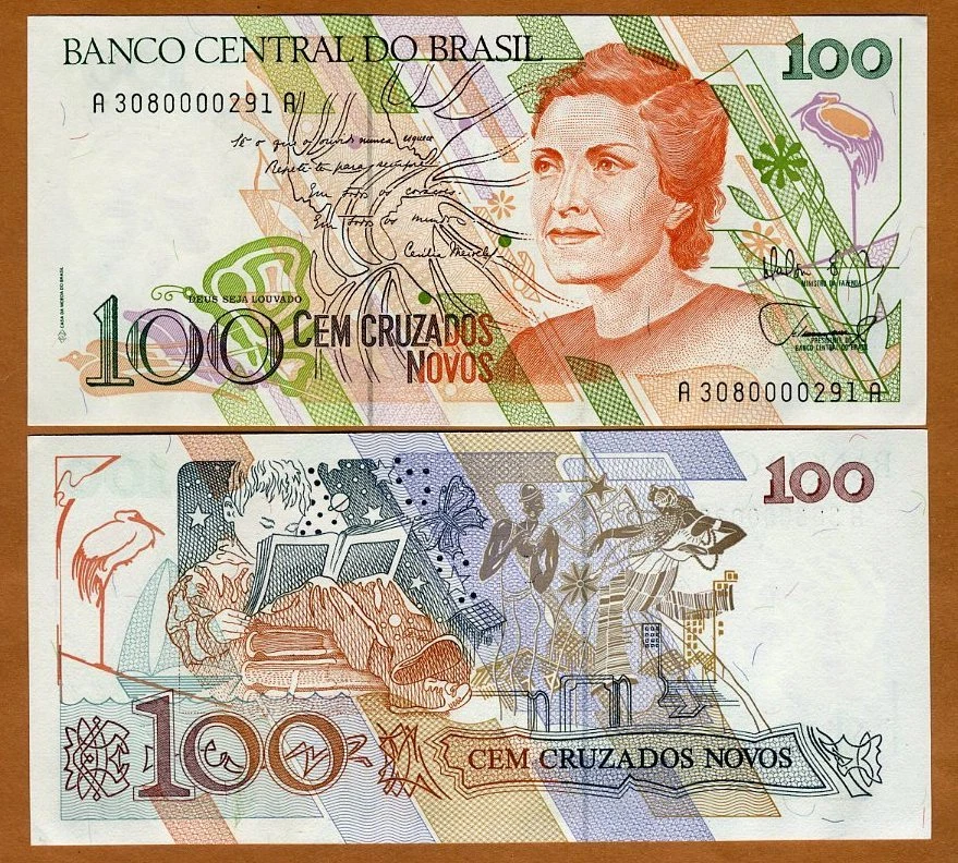 Brazil, 100 Cruzados Novos, ND (1989), P-220a, UNC - Image 1 of 1