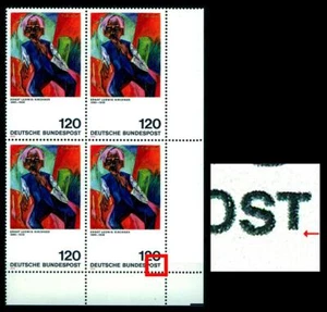 823 I ** Plattenfehler (Ernst Ludwig Kirchner, 120 Pf.) Eckrand-Viererblock - Picture 1 of 1