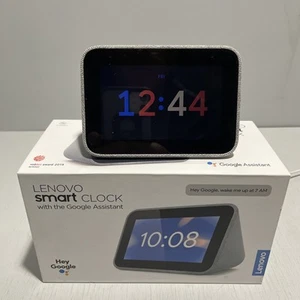 Lenovo Smart Clock Google Assistant Speaker Voice Hemp Gray CD-24501F - Picture 1 of 6