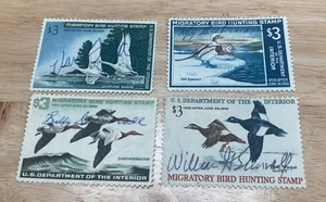 KAPPYS STAMPS  USA  1966/70 FEDERAL DUCK STAMPS FOUR DIFFERENT SIGNED  K206 - Picture 1 of 2