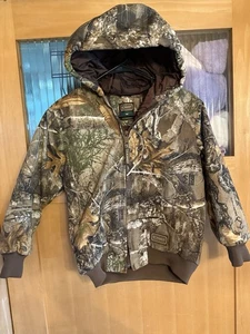 CE Schmidt Workwear RealTree Camo Hooded Jacket Youth Medium Quilted Warm Y2K - Picture 1 of 3