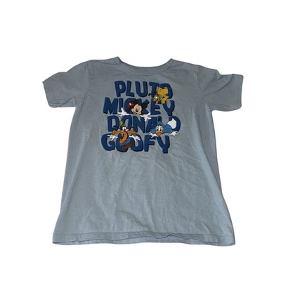 Disney Shirt Youth Large Short Sleeve Blue Mickey Mouse Donald Pluto Goofy - Image 1 of 4