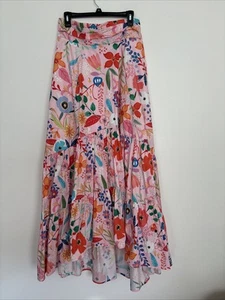 eShakti Wayward Fancies Damen-Maxirock Blumenmuster Baumwolle Popeline High-Low - Bild 1 von 14