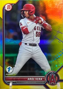 2022 Bowman Draft 1st Edition #BD-46 Arol Vera Yellow Foil /75 - Rookie RC - Picture 1 of 2