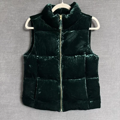 Chaleco Talbots XS Verde Terciopelo Plumón Acolchado Vacaciones Navidad Otoño Invierno Foto 1 de 4
